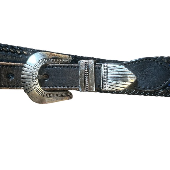 Vintage Southwestern Beaded Leather Belt Size 34 Western Boho - Picture 6 of 16